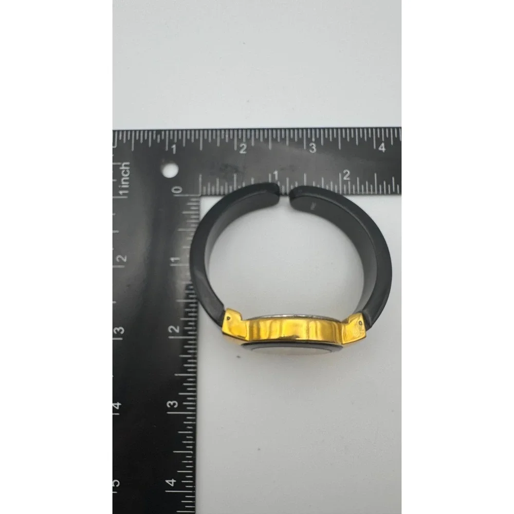 Vintage Joan Rivers Watch Bangle Classics Black Lucite Cuff Gold Tone READ